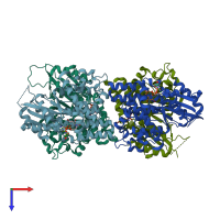 PDB entry 1osn coloured by chain, top view.