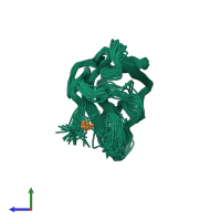 PDB entry 1ot4 coloured by chain, ensemble of 35 models, side view.