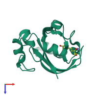 PDB entry 1oti coloured by chain, top view.