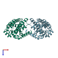 PDB entry 1otk coloured by chain, top view.