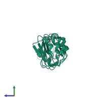 PDB entry 1otm coloured by chain, side view.