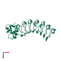PDB entry 1otm coloured by chain, top view.