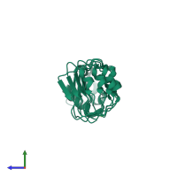 PDB entry 1oto coloured by chain, side view.