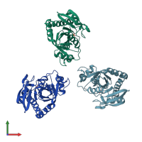 PDB entry 1otx coloured by chain, front view.
