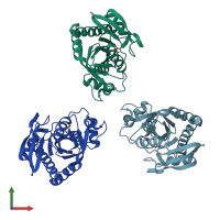PDB entry 1ou4 coloured by chain, front view.