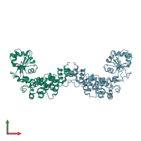 PDB entry 1ou5 coloured by chain, front view.