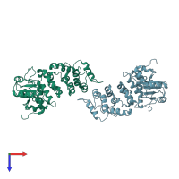 PDB entry 1ou5 coloured by chain, top view.