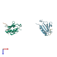 PDB entry 1ou8 coloured by chain, top view.