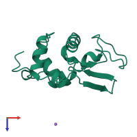 PDB entry 1ouf coloured by chain, top view.