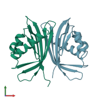 PDB entry 1oun coloured by chain, front view.