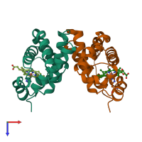 PDB entry 1out coloured by chain, top view.