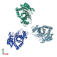 PDB entry 1ov6 coloured by chain, front view.