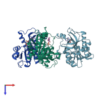 PDB entry 1ov6 coloured by chain, top view.