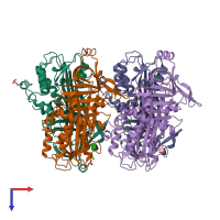PDB entry 1ova coloured by chain, top view.