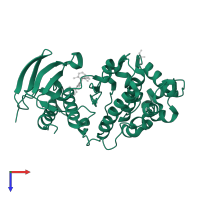 Mitogen-activated protein kinase 14 in PDB entry 1ove, assembly 1, top view.