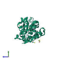PDB entry 1ovh coloured by chain, side view.