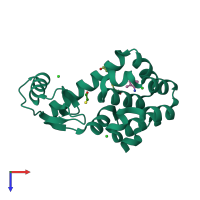 PDB entry 1ovh coloured by chain, top view.