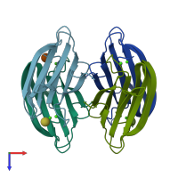 PDB entry 1ovs coloured by chain, top view.