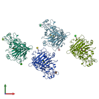 PDB entry 1ovw coloured by chain, front view.