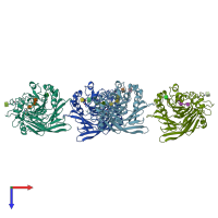 PDB entry 1ovw coloured by chain, top view.