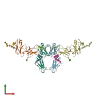 PDB entry 1ow0 coloured by chain, front view.