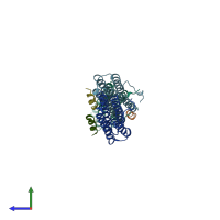 PDB entry 1ow7 coloured by chain, side view.