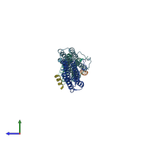 PDB entry 1ow8 coloured by chain, side view.