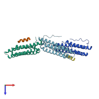 PDB entry 1ow8 coloured by chain, top view.