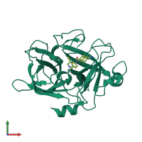 PDB entry 1owd coloured by chain, front view.