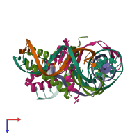 PDB entry 1owf coloured by chain, top view.