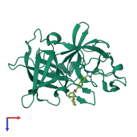 PDB entry 1owi coloured by chain, top view.