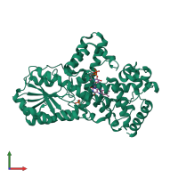 PDB entry 1owm coloured by chain, front view.