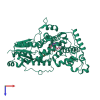 PDB entry 1owm coloured by chain, top view.