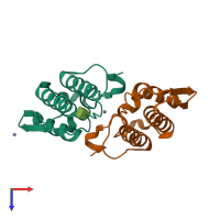 PDB entry 1ows coloured by chain, top view.