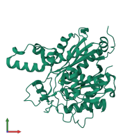 PDB entry 1ox0 coloured by chain, front view.