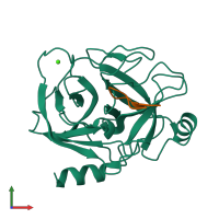 PDB entry 1ox1 coloured by chain, front view.