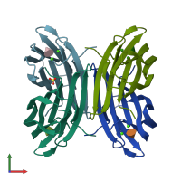 PDB entry 1oxc coloured by chain, front view.