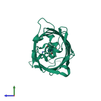 PDB entry 1oxd coloured by chain, side view.