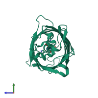 PDB entry 1oxf coloured by chain, side view.