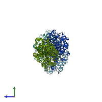 PDB entry 1oxh coloured by chain, side view.