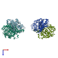 PDB entry 1oxh coloured by chain, top view.