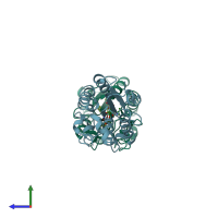 PDB entry 1oxm coloured by chain, side view.