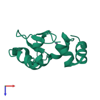 Monomeric assembly 11 of PDB entry 1oxn coloured by chemically distinct molecules, top view.