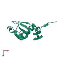 Monomeric assembly 1 of PDB entry 1oxn coloured by chemically distinct molecules, top view.