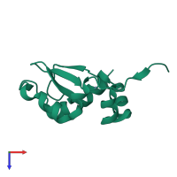 Monomeric assembly 2 of PDB entry 1oxn coloured by chemically distinct molecules, top view.