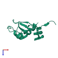 Monomeric assembly 3 of PDB entry 1oxn coloured by chemically distinct molecules, top view.