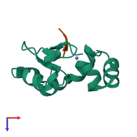 Hetero dimeric assembly 5 of PDB entry 1oxn coloured by chemically distinct molecules, top view.