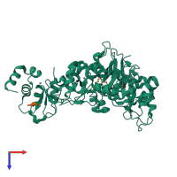 Hetero hexameric assembly 6 of PDB entry 1oxn coloured by chemically distinct molecules, top view.