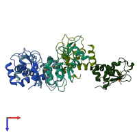 PDB entry 1oxn coloured by chain, top view.