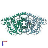 PDB entry 1oxo coloured by chain, top view.